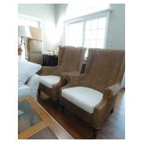 Rattan Wing Back Chairs 