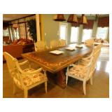 Solid Wood farmhouse design dining table and (8) Chairs 