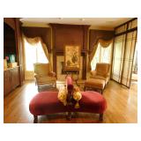 Victorian Courting Chair and Hickory furniture chairs with single ottoman