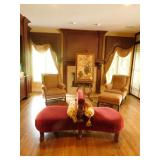 Victorian Courting Chair and Hickory furniture chairs with single ottoman