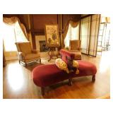 Victorian Courting Chair and Hickory furniture chairs with single ottoman
