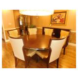 Circular dining table with (6) chairs and buffet