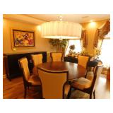 Circular dining table with (6) chairs and buffet