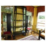 Asian influence shelving unit and chairs