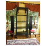 Asian influence shelving unit and chairs