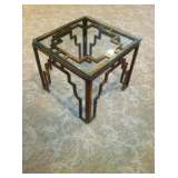 Asian inspired glass/brass table