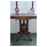 Entry table with Bohemian glass on top