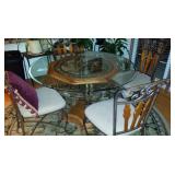 glass, metal and wood table for (4)