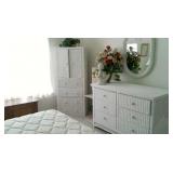 wicker armoire and dresser with mirror