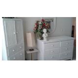 Wicker armoire and dresser