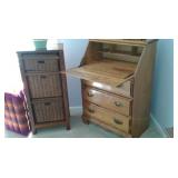 Secretary with wicker storage