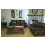 brown leather sofa set