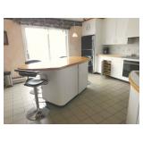 kitchen island and cabinets