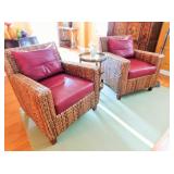 leather and rattan club chairs