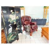 Asian Screen and La-Z-Boy leather recliner