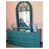 Wicker dresser/mirror