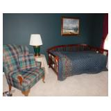 daybed with Rustic wingback chair