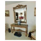 Gilded Sofa table and mirror set