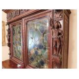 Rococo/baroque style china cabient with stained glass