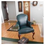 Green leather studded chair