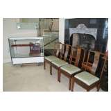 Extra chairs, leaves for dining table. Jewelry display and sterling flatwarei