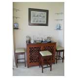 Asian influence bar with 3 stools