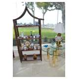 Asian ifnfluence etagere, set glass top tables