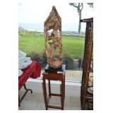 plant stand, wood carving