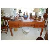 Asian influence desk, lamps, glassware