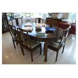 table with 1 leaf, 6 chairs