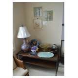 Dragon lamp, iron leg wood coffee table