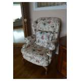 Floral wing back chair