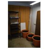 Garage, large clay pots