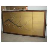 Japanese Byobu silk folding screen