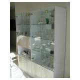 White lacquer curio cabinet glass front