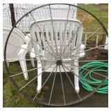 2 large wagon wheels