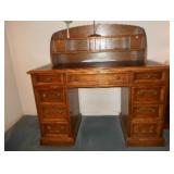 Desk with inlaid blotter and wood organizer