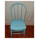 Blue painted bow back chair