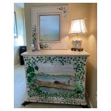 hand painted signed chest/mirror
