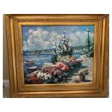 harbor scene oil on canvas