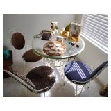 MCM Wrought Iron Dayroom Glass Top Table w/ Chairs