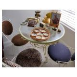 MCM Wrought Iron Dayroom Glass Top Table w/ Chairs