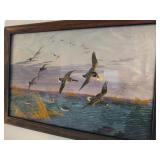 Framed Embroidery Ducks Art