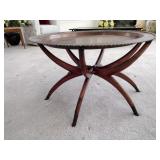 MCM Brass Tray on Wood Spider Legs Coffee Table