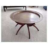 MCM Brass Tray on Wood Spider Legs Coffee Table