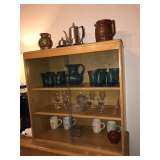 BLUE GLASS, POTTERY, CUPS, TEA SETS