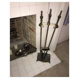 BRASS HEAVY DUTY FIREPLACE TOOL SET