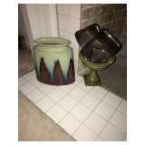 ART POTTERY VASE, PLANTER, SILVERPLATED ITEMS
