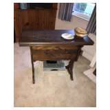 ANTIQUE SIDE TABLE BOOK SHELF ON BACK SIDE