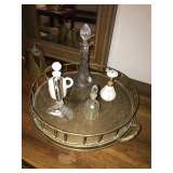 PERFUME BOTTLES, BRASS HOLDER